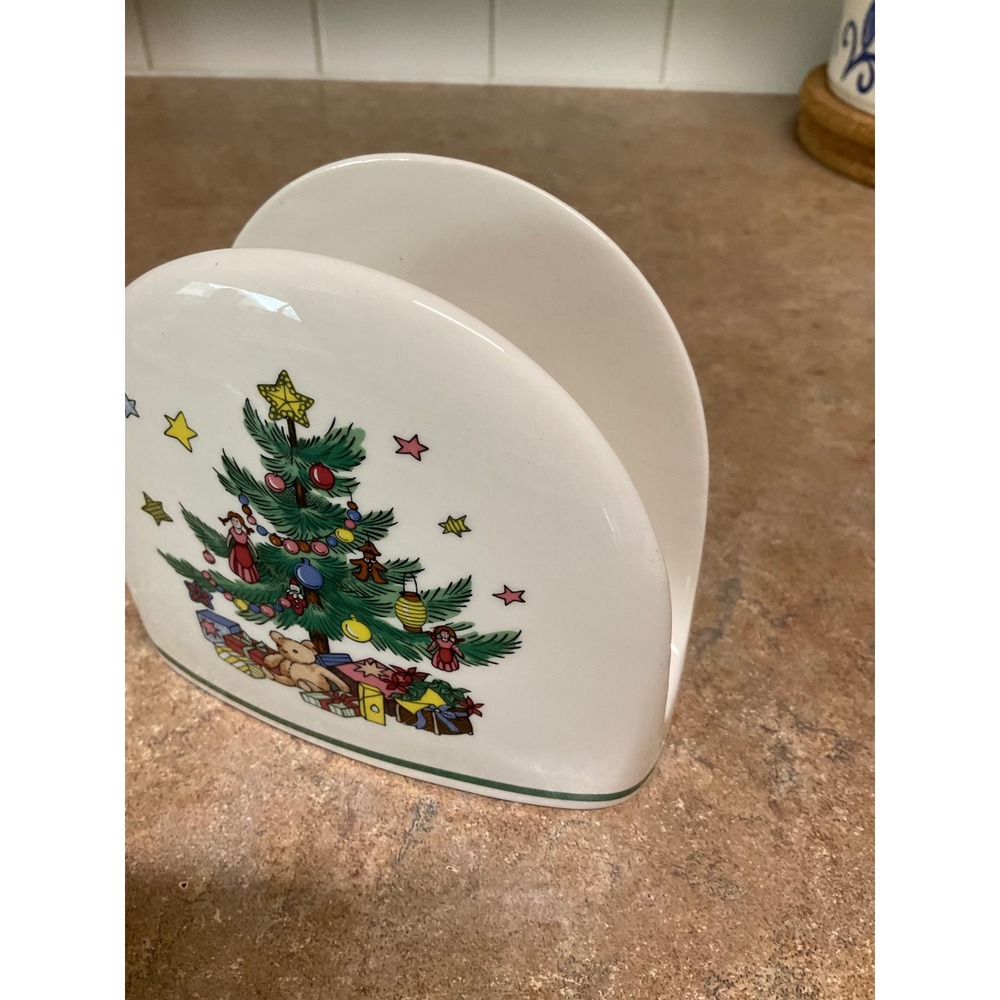 Nikko Christmas Ceramic Napkin Holder Christmas Tree Teddy Bear Japan Vintage - Picture 3 of 5